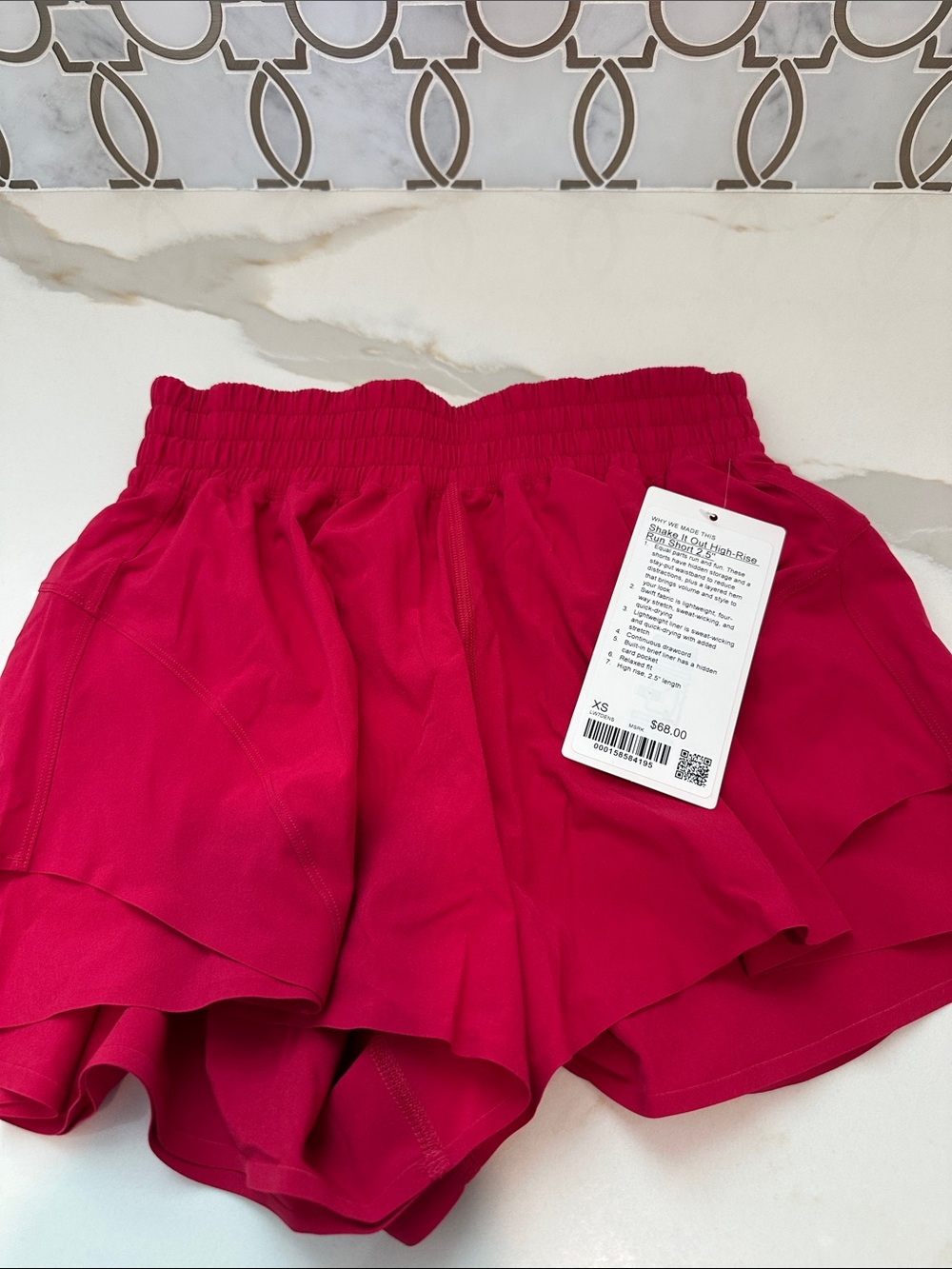 NWT lululemon shake it out high rise running shorts 2.5 Berry Rumble Pink sz XS